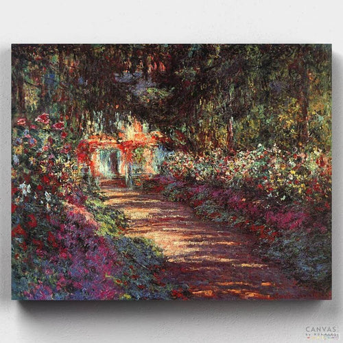The Garden in Flower. Garden in Flower is one of the most popular Monet paintings. Enjoy his artwork with our premium painting kits and paint by numbers your masterpiece.