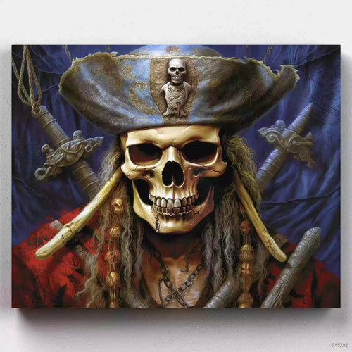 The Pirate King. Unearth the lore of the seas with 'The Pirate King' Paint by Numbers kit. Craft an undead pirate king's haunting portrait, exploring tales of maritime legends.