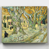The Road Menders - Paint by Numbers-This Van Gogh paint by number depicts the paving of a street in Saint-Rémy, then known as the Cours de l'Est. Enjoy painting like the master!-Canvas by Numbers