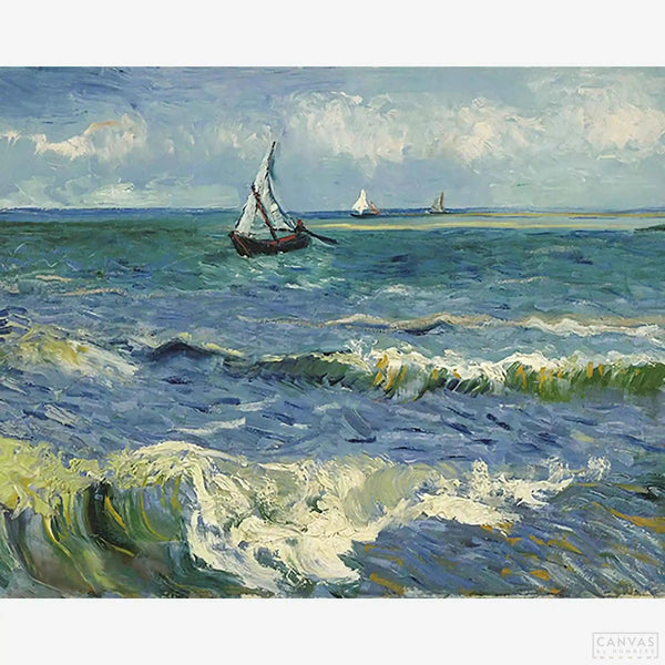 The Sea at Les Saintes - Diamond Painting-Create your own Van Gogh masterpiece with our Diamond Painting Kit. Capture the vibrant colors and light of the Mediterranean Sea with each diamond.-Canvas by Numbers