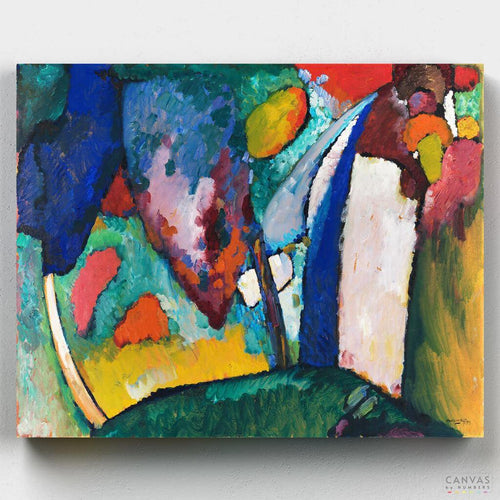 The Waterfall. Bring Kandinsky's dynamic 'Waterfall' to life with our paint by numbers kit. Perfect for capturing the flow and energy of this abstract masterpiece.