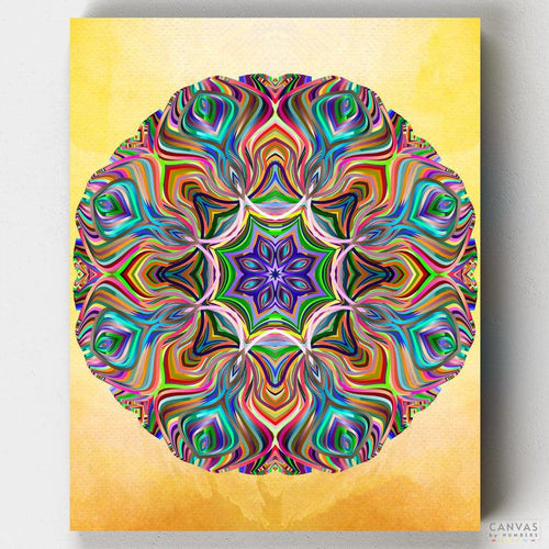 Trust. Discover serenity with our mandala paint by numbers kit for adults. Unwind as cosmic purples and sun-kissed yellows blend into a captivating masterpiece.