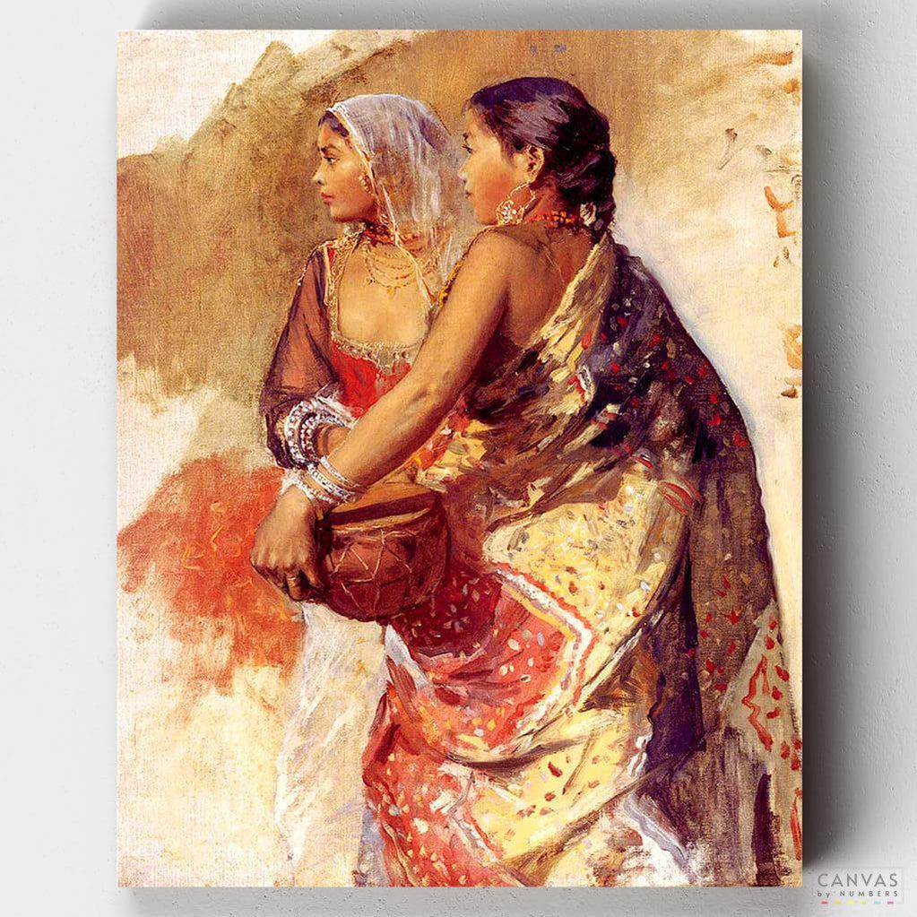 Two Nautch Girls - Paint by Numbers-Paint by Numbers-16"x20" (40x50cm) No Frame-Canvas by Numbers US