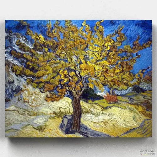 The Mulberry Tree in Autumn. Recreate Vincent Van Gogh's artwork "The Mulberry Tree in Autumn" with our premium Paint by Numbers kit. Perfect for relaxation and home decoration.