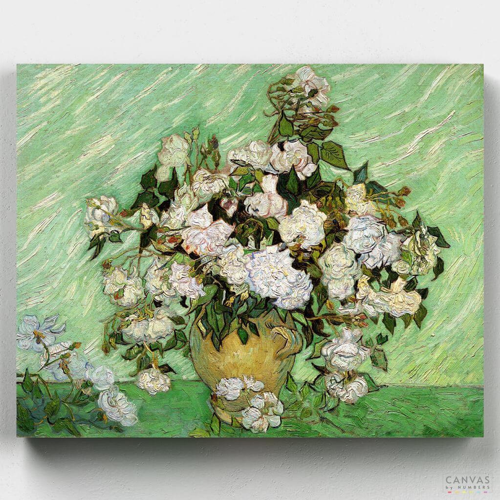 Vase with Pink Roses - Paint by Numbers-You'll love our Vase with Pink Roses - Vincent Van Gogh paint by numbers kit. Shop more than 500 paintings at Canvas by Numbers. Up to 50% Off! Free shipping and 60 days money-back.-Canvas by Numbers