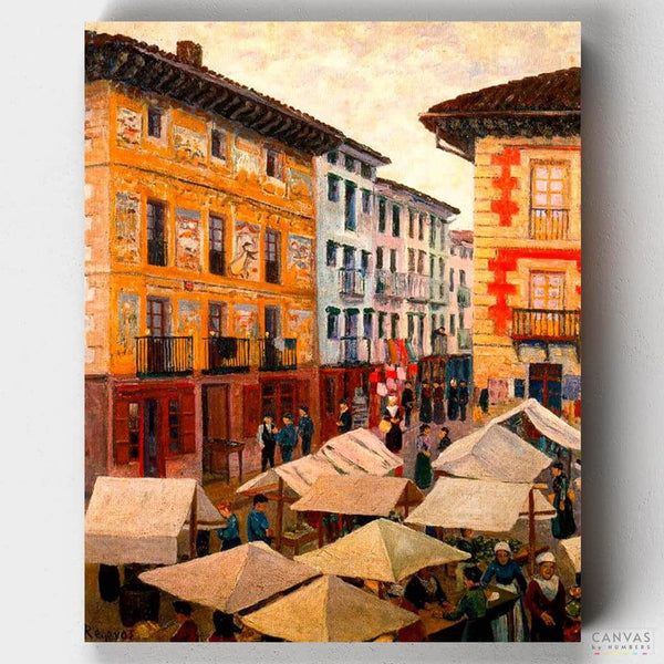Villafranca de Oria Market - Paint by Numbers-You'll love our Villafranca de Oria Market - Darío de Regoyos paint by numbers kit. Shop more than 500 paintings at Canvas by Numbers. Up to 50% Off! Free shipping and 60 days money-back.-Canvas by Numbers