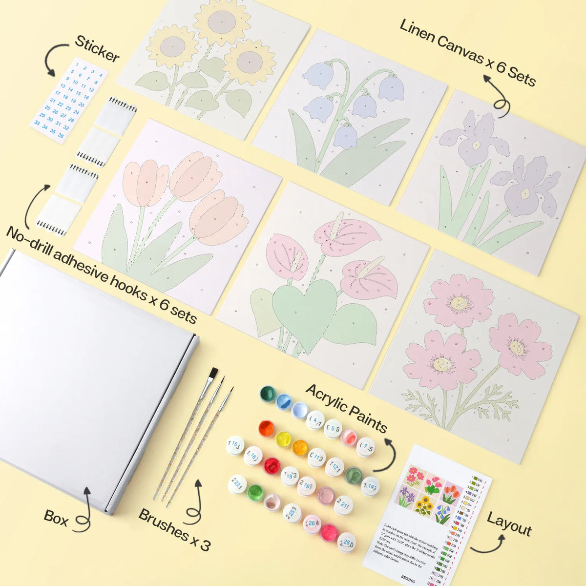 Wildflower Bouquets mini paint by numbers design 1