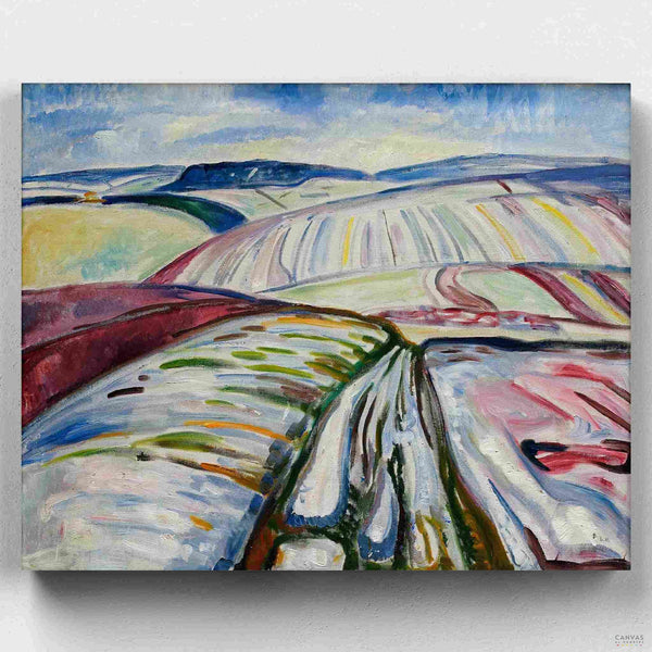 Winter Landscape, Elgersburg - Paint by Numbers-Recreate Munch's tranquil winter scene with our detailed paint by numbers kit. Dive into the world of painting while appreciating classic artistry.-Canvas by Numbers