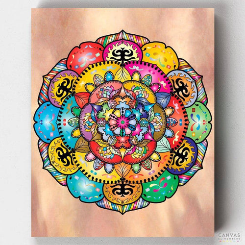 Wisdom. Immerse yourself in tranquility with Wisdom Lotus Mandala Color by Number Kit. Explore the beauty of mandala painting and find peace with Paint by Numbers.