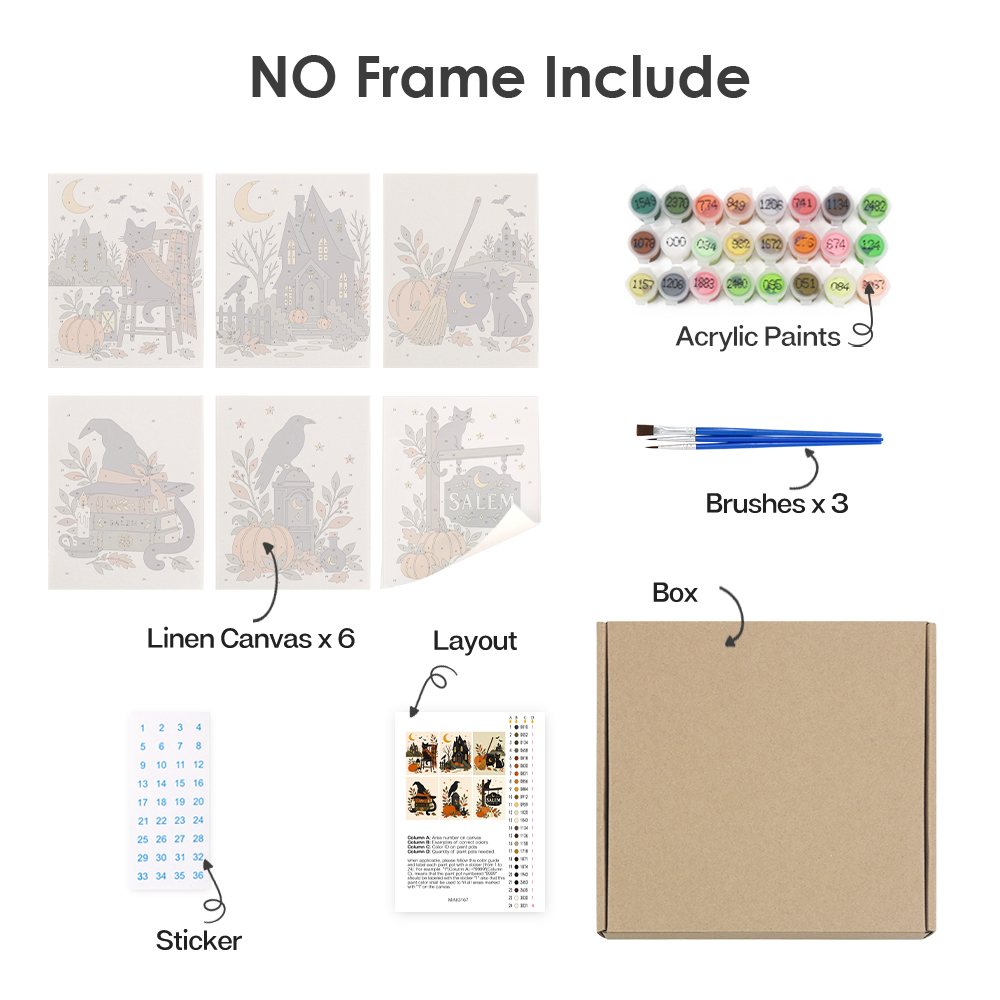 What's included with the Witch City Kitty rolled canvas option