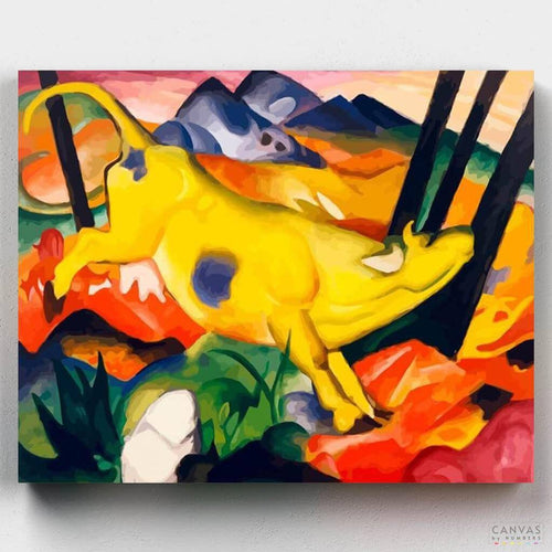 Yellow Cow. Bring Franz Marc's Yellow Cow to life with our paint by numbers. Capture the bold colors and dynamic energy of this iconic expressionist work.