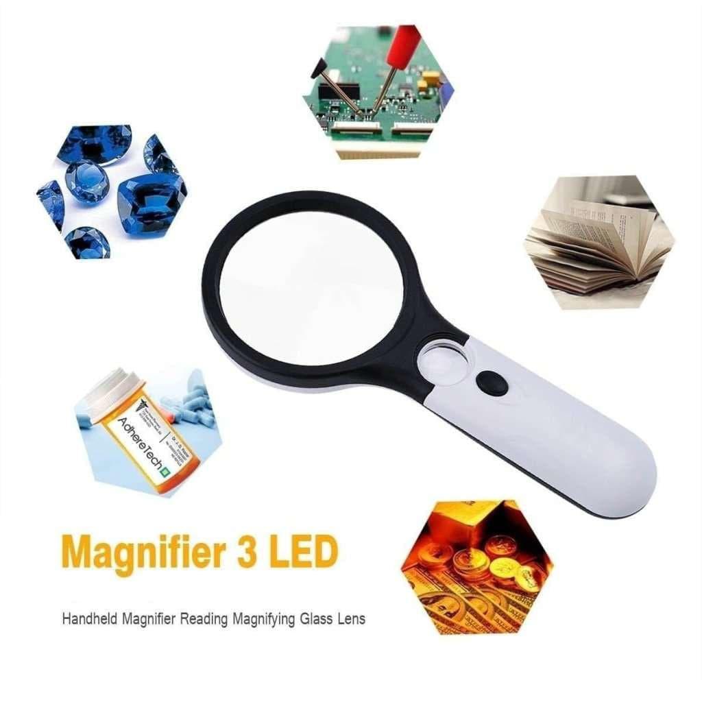3X and 45x Handheld Magnifying Glass LED Lights