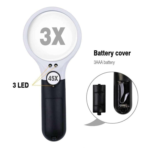 3X and 45X Handheld Magnifying Glass LED Lights-Accessories-Canvas by Numbers US