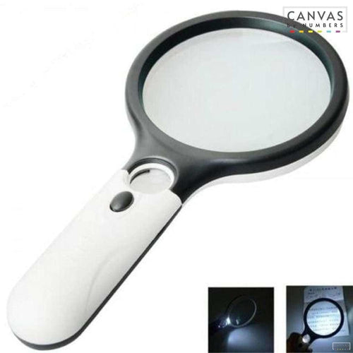 Portable 3X and 45X Handheld Magnifying Glass with LED Lights. This portable and comfy magnifying glass for paint by numbers is all you need to tackle those really small areas and numbers in you canvas.Magnifying Glas
