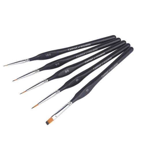 Extra-Fine Detail Weasel Hair Brushes-Accessories-5 Detail Brushes with Leather Pouch-Canvas by Numbers US